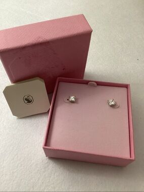 Swarovski Stilla Attract Stud Earrings Square Cut White Rhodium Plated